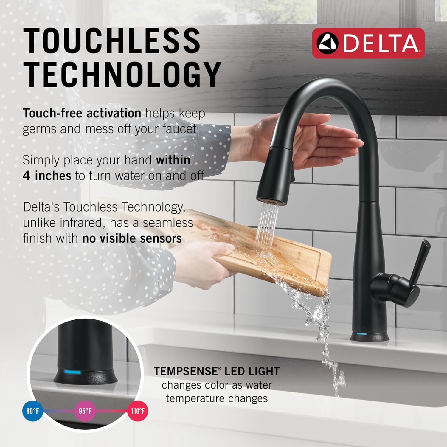 Delta Essa Touchless Kitchen Faucet with Touch Technology, Brushed Nickel Kitchen Sink Faucet with Pull Down Sprayer, Single Hole, Arctic Stainless 9113TL-AR-DST
