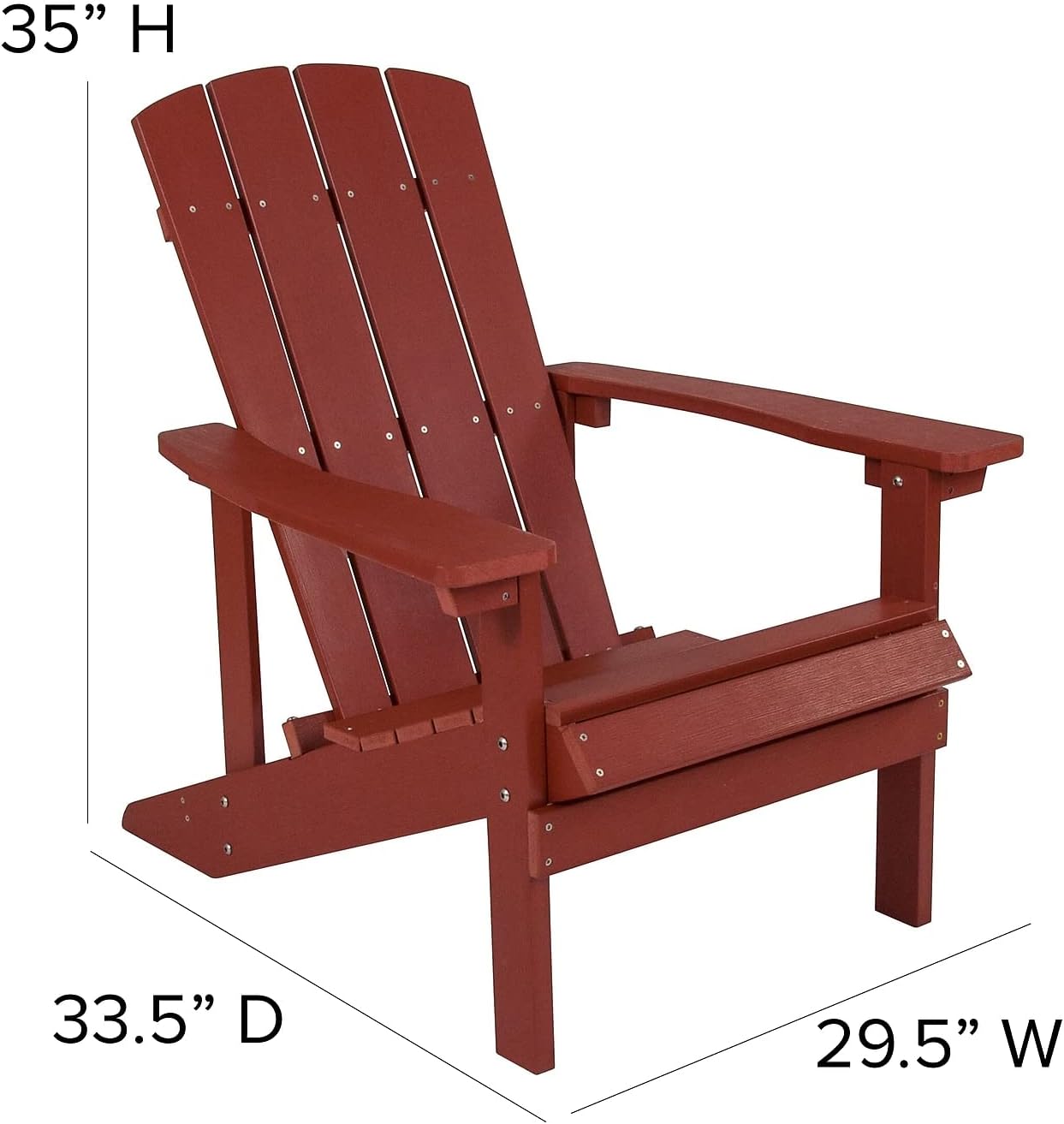 Flash Furniture Charlestown Commercial Grade Indoor/Outdoor Adirondack Chair, Weather Resistant Durable Poly Resin Deck and Patio Seating, Green