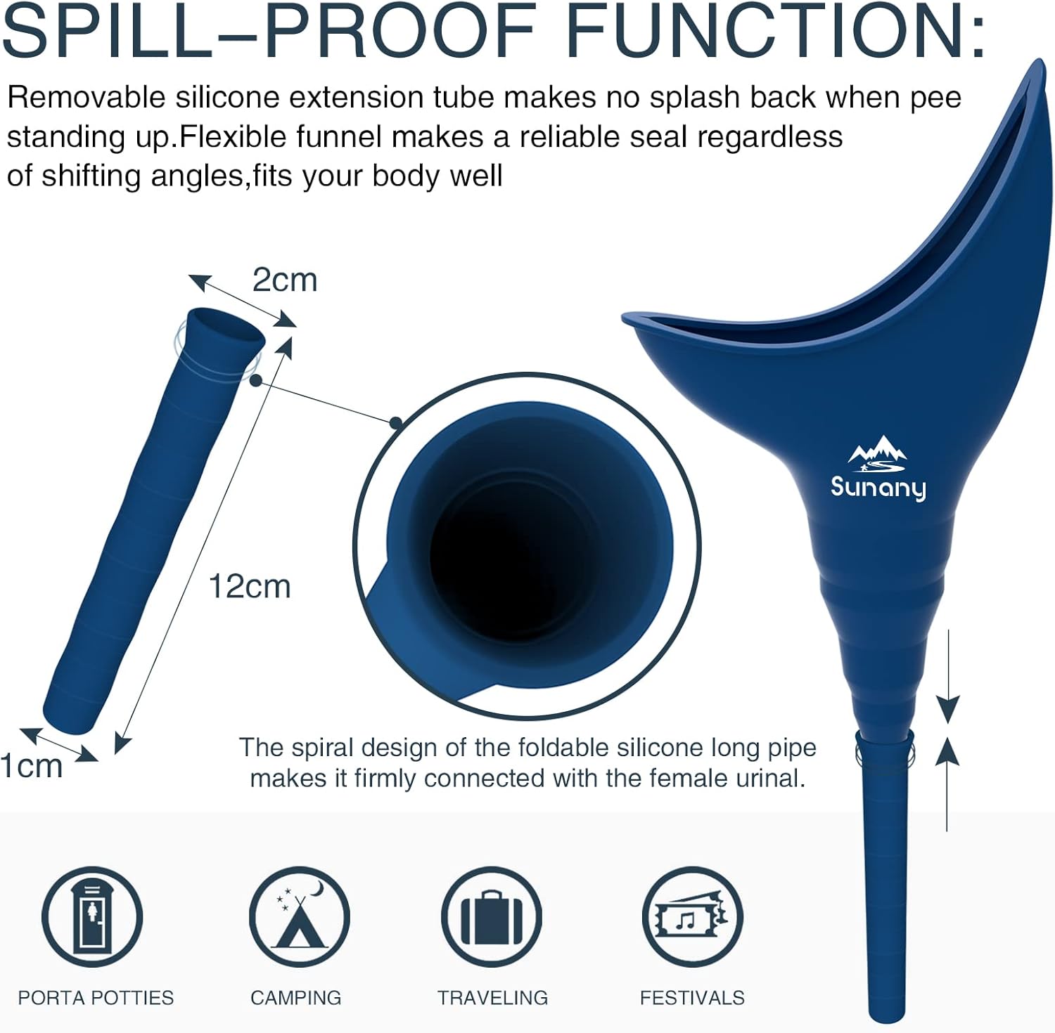 Female Urination Device,Reusable Silicone Female Urinal Foolproof Women Pee Funnel Allows Women to Pee Standing Up,Women's Urinal with Drawstring Bags is The Perfect Companion for Travel and Outdoor