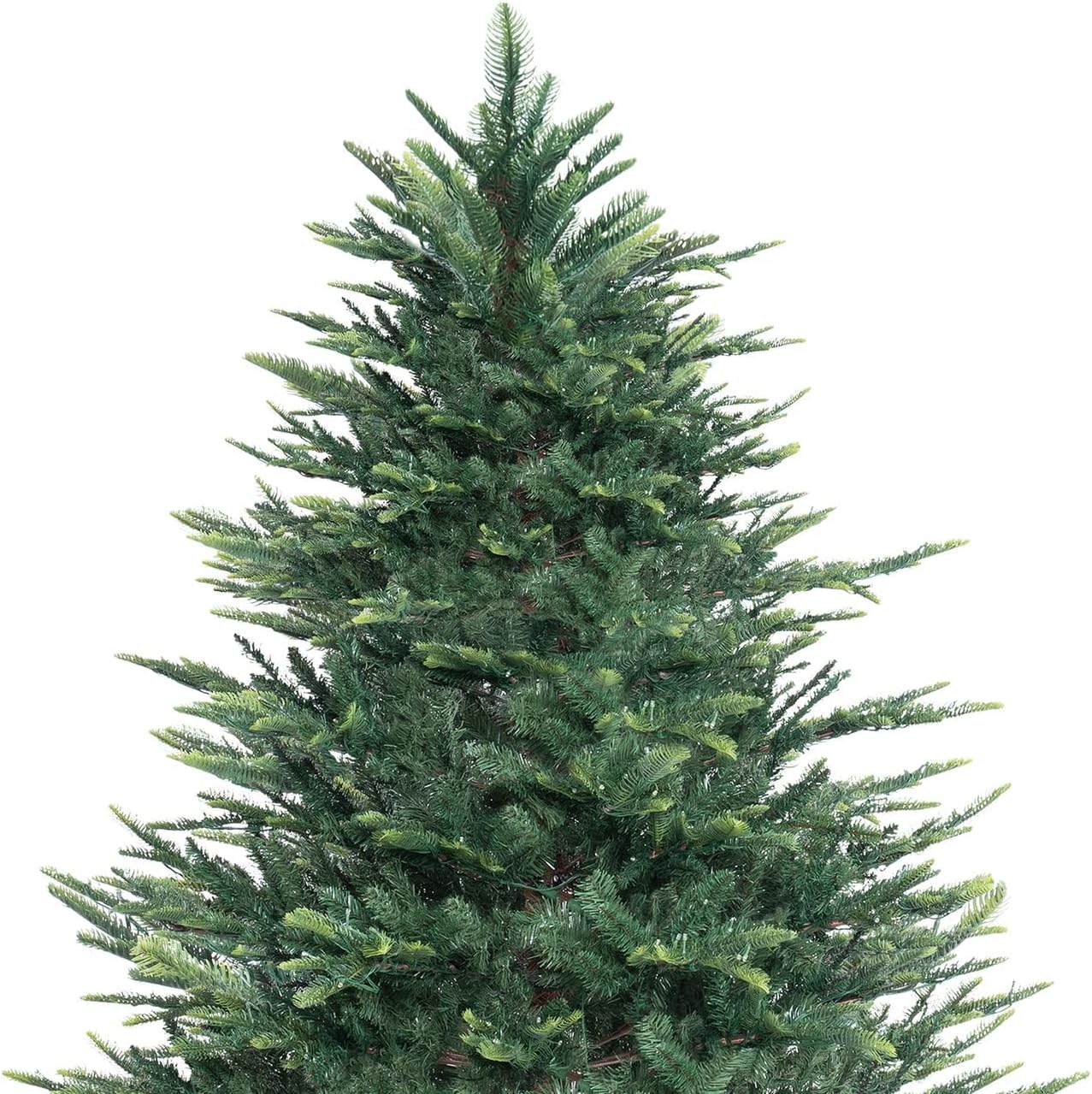 Naomi Home 6.5ft Rustic Christmas Tree with Lights, Realistic Classic Prelit with 2595 Branch Tips, 600 Warm Lights and Metal Stand, Aritificial Tree