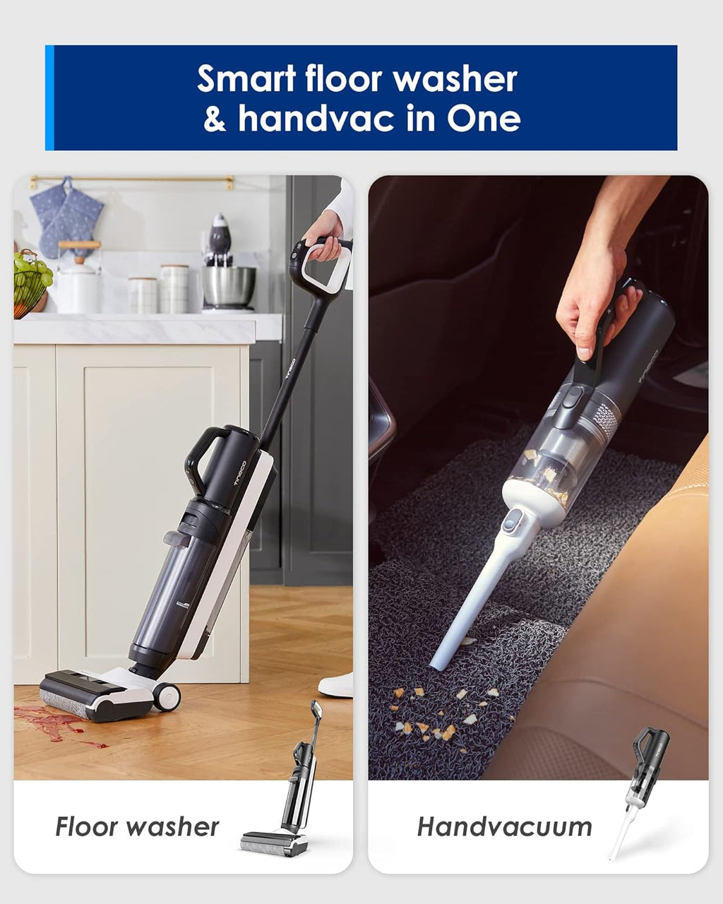 Tineco iFLOOR 5 Breeze Complete Wet Dry Vacuum Cordless Floor Washer, One-Step Cleaning for Hard Floors, Edge Clean, Auto Self-Cleaning, Lightweight & Cordless Design