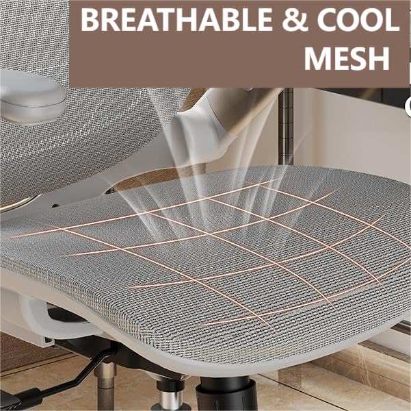 GABRYLLY Ergonomic Office Chair, High Back Home Desk Chair with Headrest, Flip-Up Arms, 90-120° Tilt Lock and Wide Cushion, Big and Tall Mesh Chairs for Man Woman, Grey Task Chair