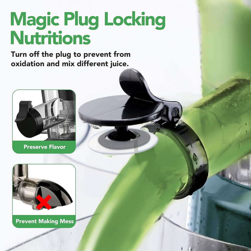 Cold Press Juicer, Juicer Machines with 3.3" Large Feed Chute,Large Capacity,High Juice Yield,Slow Masticating Juicer for Fruits and Vegetables, Self Feeding for Juice Extractor,BPA-Free,Black