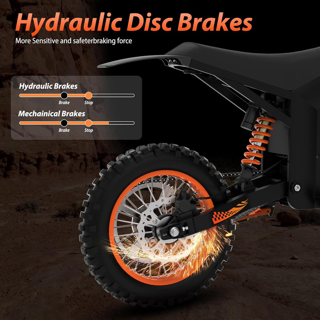 Soleil01 Electric Dirt Bike, 2000W, 14"/12" Tire, 48V 21AH | 37MPH Top Speed | Hydraulic Brakes | For Teens & Adults | Mountain Off-Road Ebike | Fit Age 13+