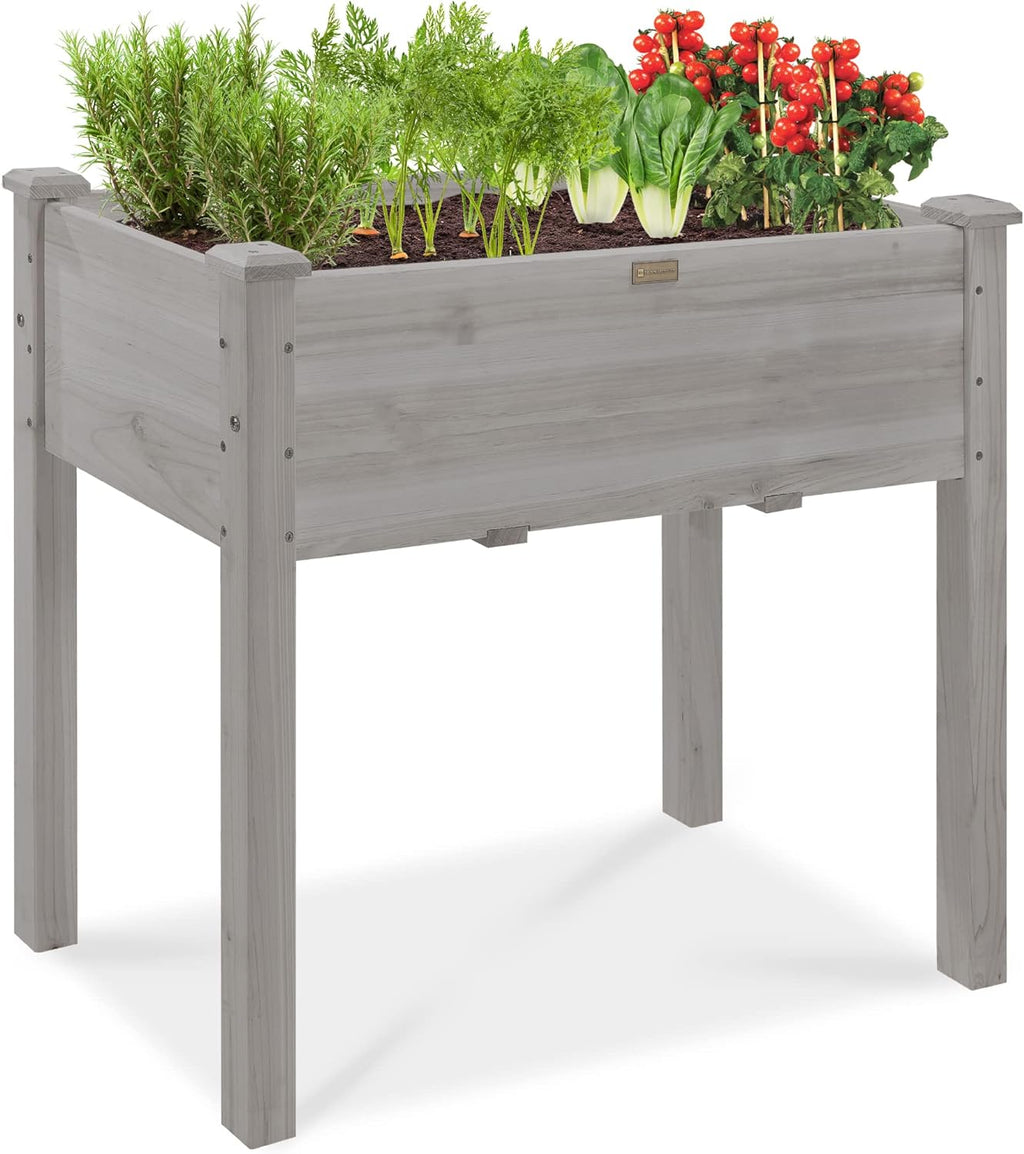 Best Choice Products 72x23x30in Raised Garden Bed, Elevated Wood Planter Box Stand for Backyard, Patio, Balcony w/Divider Panel, 6 Legs, 300lb Capacity - Natural