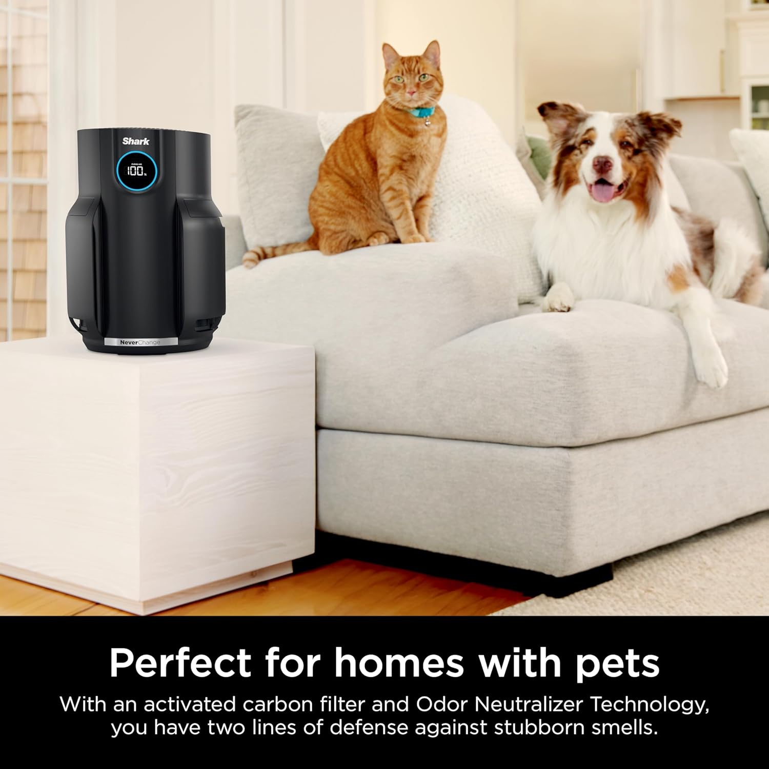 Shark Air Purifiers for Home Large Room with NeverChange Air Filter, 5 Year HEPA Filter, Covers 650 Sq. ft, Odor Neutralizer and Clean Sense Technology, Removes 99.98% of Dust & Allergens, HP152