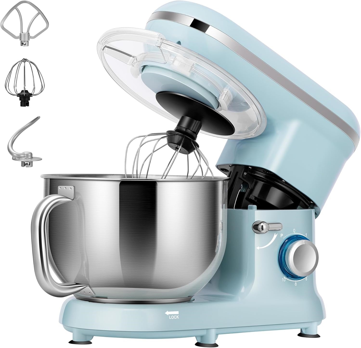 Stand Mixer, 660W 10 Speed 6 Quart Tilt-Head Kitchen Electric Food Mixer with Beater, Dough Hook, Wire Whip and Egg Separator