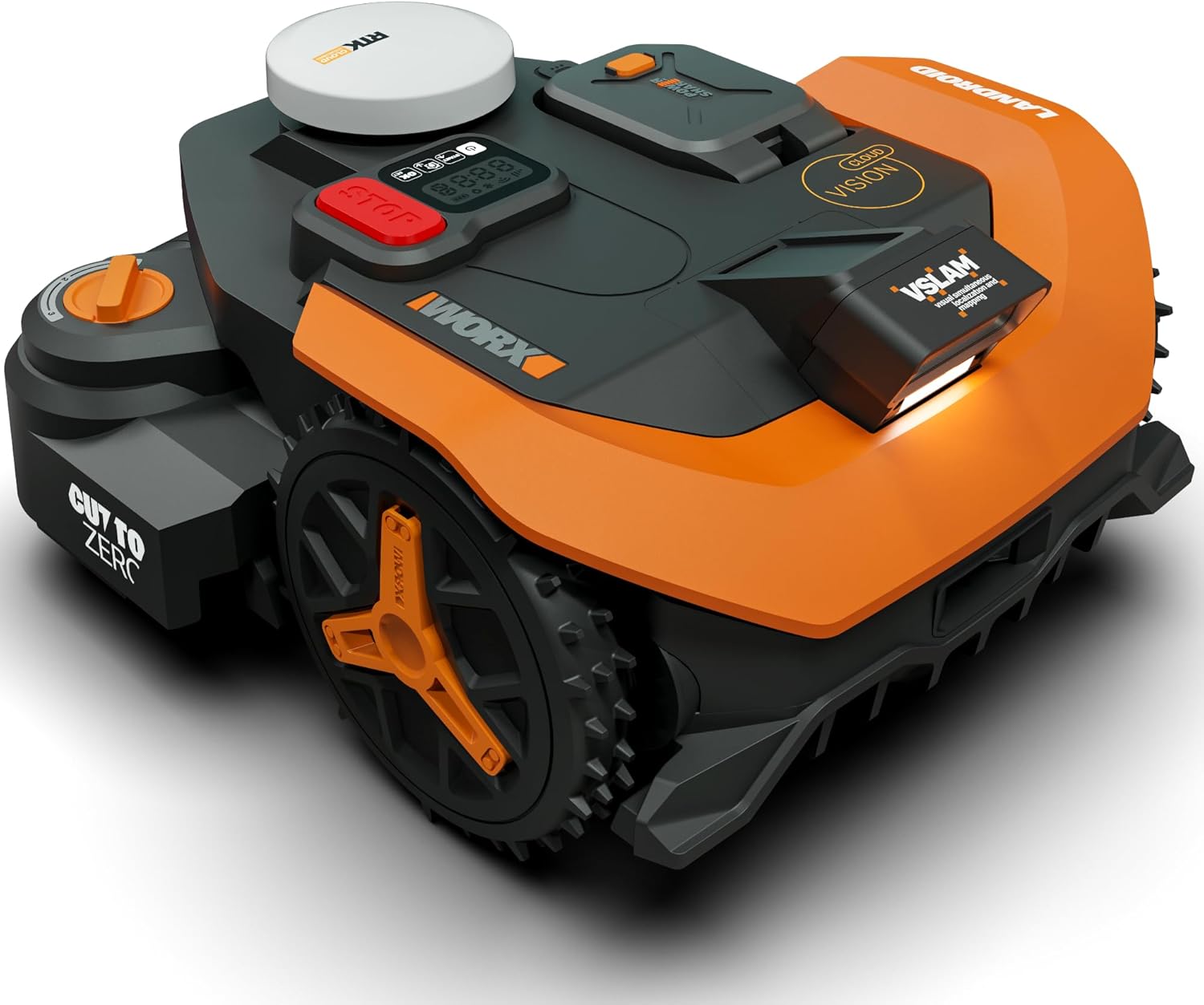 WORX Landroid Vision Cloud Robot Lawn Mower, No Perimeter Wire Robot Mower for 1/2 Acre, AI Obstacle Avoidance + RTK Cloud Navigation, 30% Slope, Auto Mapping, App Control, WR320