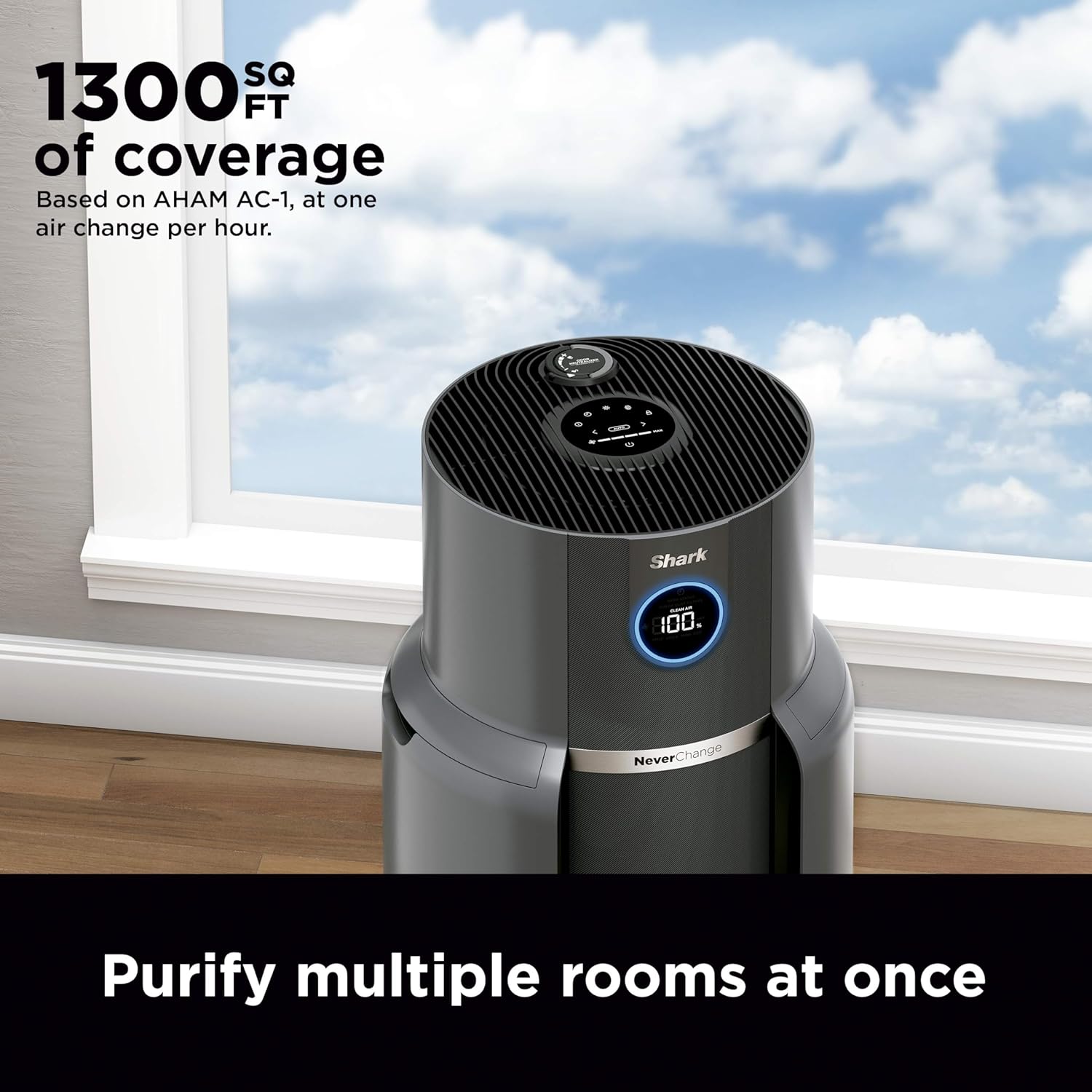 Shark Air Purifiers for Home Large Room with NeverChange Air Filter, 5 Year HEPA Filter, Covers 650 Sq. ft, Odor Neutralizer and Clean Sense Technology, Removes 99.98% of Dust & Allergens, HP152