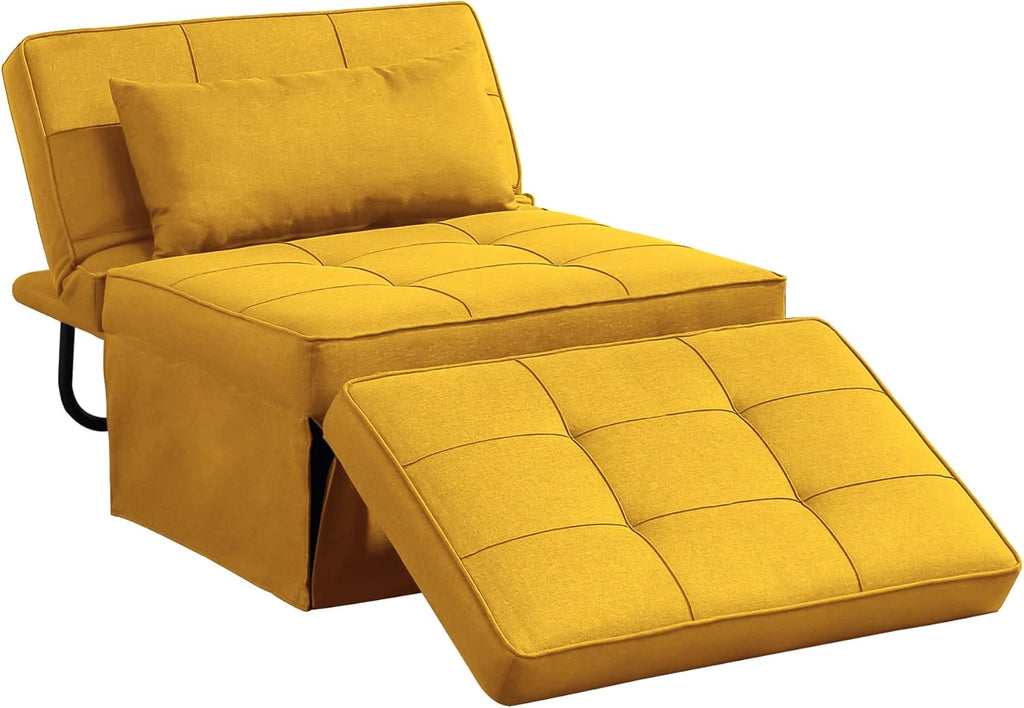 Sofa Bed, 4 in 1 Multi-Function Folding Ottoman Breathable Linen Couch Bed with Adjustable Backrest Modern Convertible Chair for Living Room Apartment Office