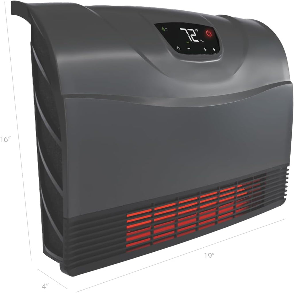 Heat Storm Phoenix HS-1500-PHX, Infrared Space Heater with Attachable Feet, Remote Control, Energy Efficient-750-1500 Watts, Gray Floor or Wall
