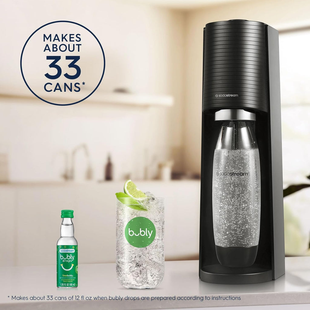 SodaStream Terra Sparkling Water Maker Bundle in Black - includes 3-Pack CO2 and Carbonating Bottle