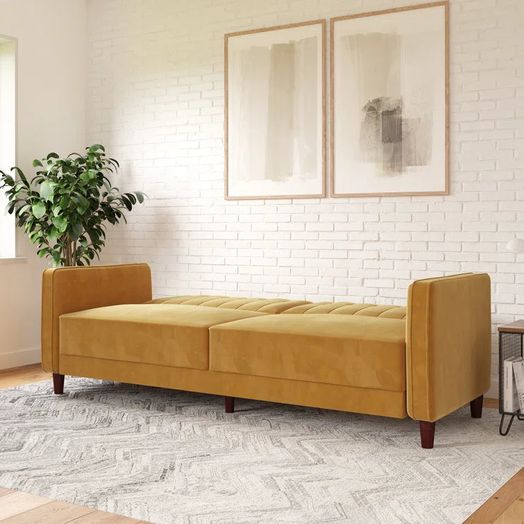 Perdue 81.5" Velvet Square Arm Convertible Sofa