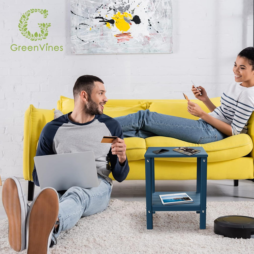 GREENVINES Outdoor Rocking Chairs | Set of 2 | Porch Rocker | HDPE Plastic | Black | Oversized Rockers | High Back | Big & Tall | Ladder Back | for Patio Outside Backyard Balcony Garden