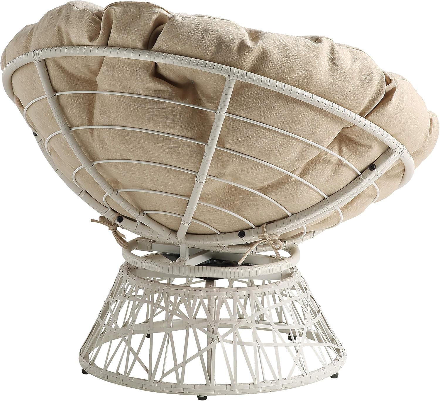 OSP Home Furnishings Wicker Papasan Chair with 360-Degree Swivel, Brown Frame with Brown Cushion