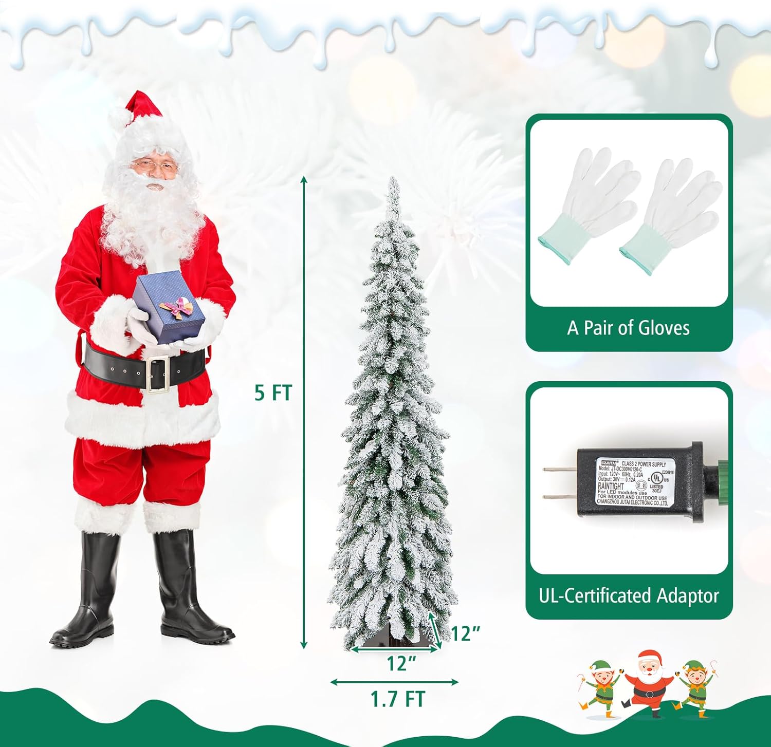 Goplus 7ft Artificial White Christmas Tree Xmas Pine Tree with Solid Metal Legs Perfect for Indoor and Outdoor Holiday Decoration
