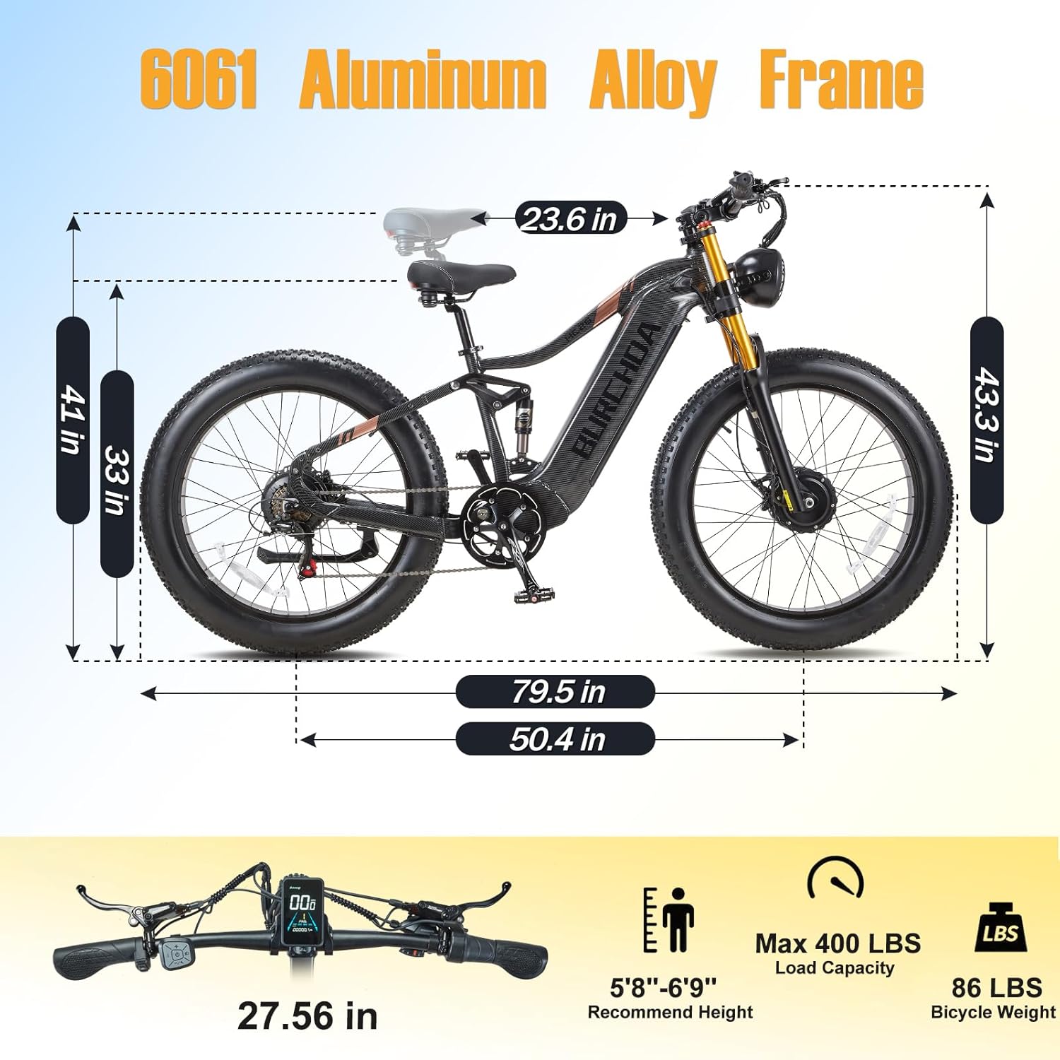 Dual Motor 2000W/1000W Electric Bike for Adult 48V 30AH/20Ah Removable Battery Up to &120 Miles Long Range 26"Fat Tire Off Road Mountain Full Suspension Electric Bicycle,Adjustable Stem,UL Certified