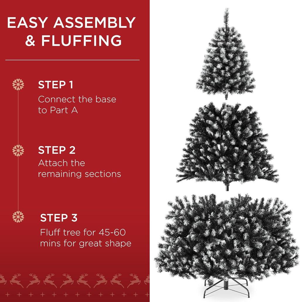 Best Choice Products Artificial Christmas Tree, 6ft Premium Pre-Lit Realistic Spruce Holiday Décor w/Dense Branches, Metal Base - Green Spruce