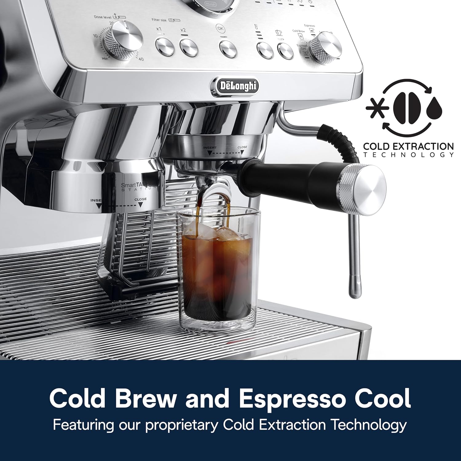De'Longhi La Specialista Maestro Espresso Machine with Grinder, Auto & Manual Milk Frother – Bean-to-Cup Cold Brew Coffee with Cold Extraction Technology, Variable Temp & Tamping Tool, 8 Drink Presets