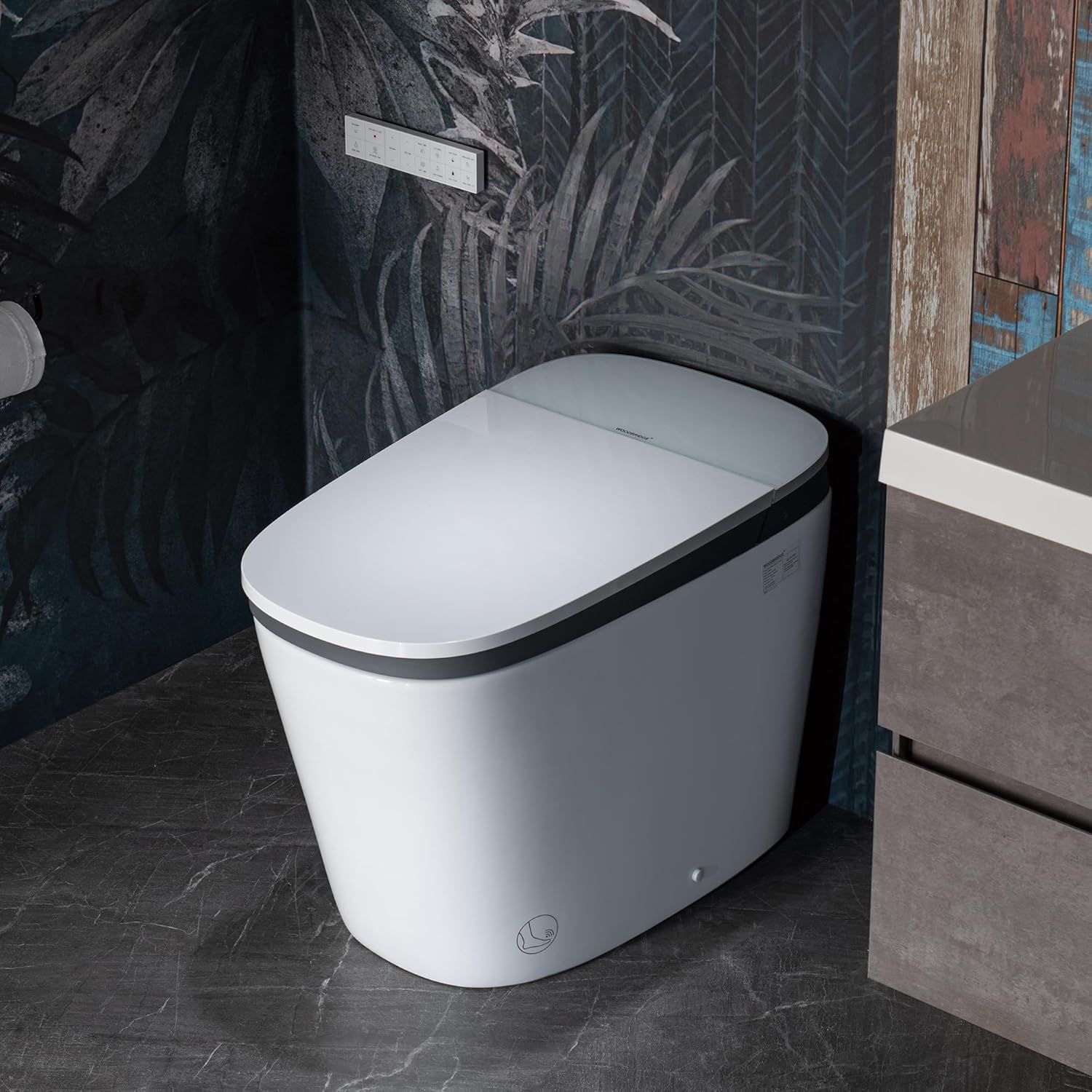 WOODBRIDGE Smart Bidet Toilet with 1000 Gram MaP Flush Score,Auto Open/Close,Foam Shield,Auto Flush,Foot Sensor,Movement Drying,Heated Seat,ADA Chair Height,One Piece Toilet with Tank Built in
