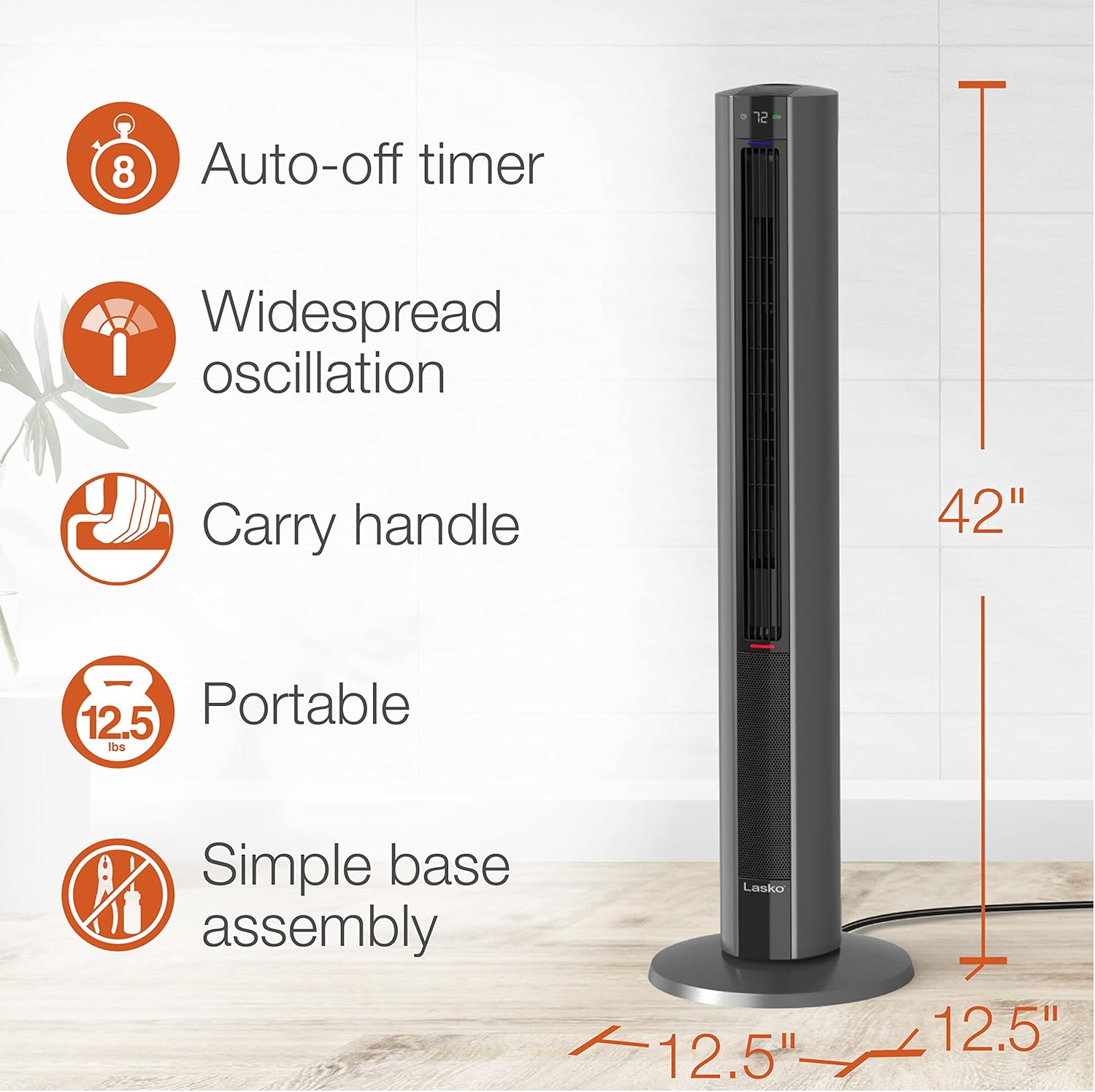 Lasko Oscillating All Season Tower Fan and Space Heater in One for Home with Adjustable Thermostat, Tip-Over Switch, 4 Fan Speeds, 3 Heat Settings and Remote Control, 42 Inches, 1500W, Gray, FH515