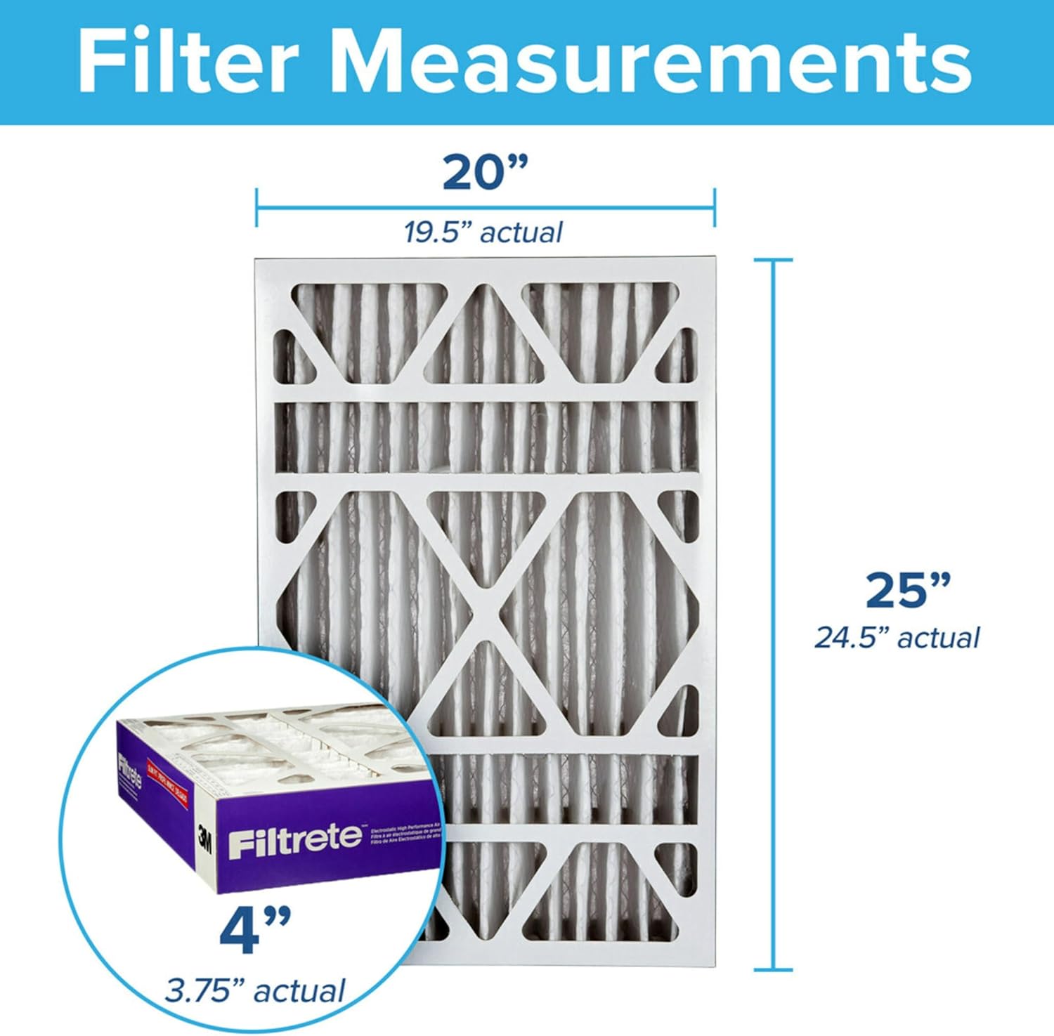 Filtrete High Performance Deep Pleat Filter 1550 MPR, 20 in x 20 in x 4 in - 4 Units per Case
