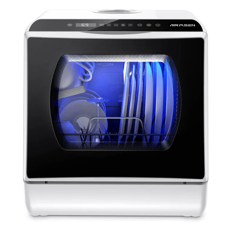 AIRMSEN 16.8" 50 dBA Portable Countertop Dishwasher with 5L Built-in Water Tank