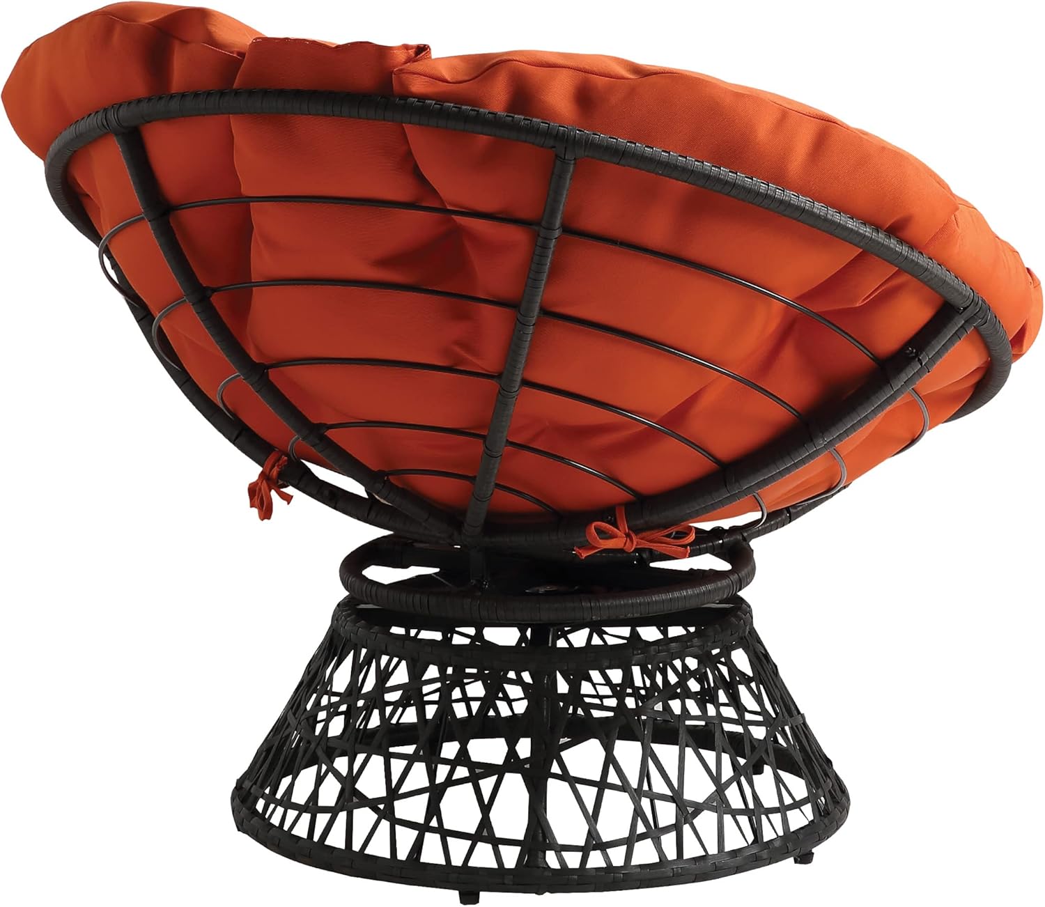 OSP Home Furnishings Wicker Papasan Chair with 360-Degree Swivel, Brown Frame with Brown Cushion