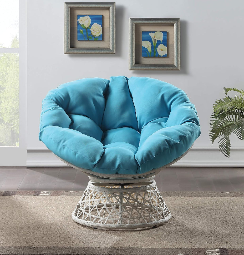 OSP Home Furnishings Wicker Papasan Chair with 360-Degree Swivel, Brown Frame with Brown Cushion