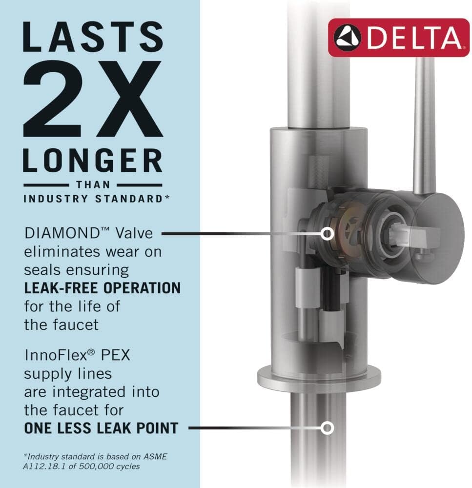 Delta Essa Touchless Kitchen Faucet with Touch Technology, Brushed Nickel Kitchen Sink Faucet with Pull Down Sprayer, Single Hole, Arctic Stainless 9113TL-AR-DST