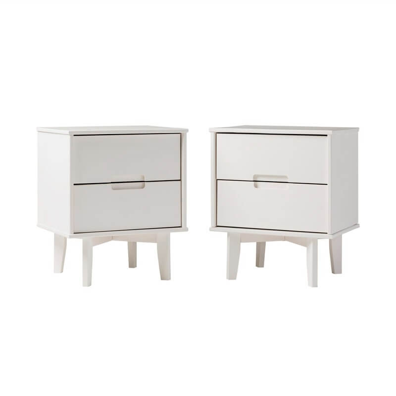 Aizlyn Mid-Century Modern Solid Wood Groove-Handle Nightstands (Set of 2)