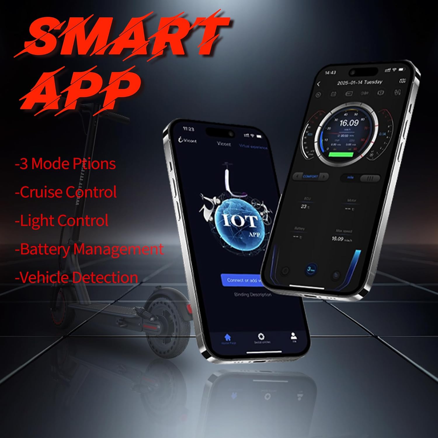 WERHY Electric Scooter, 350W/500W Motor, Top Speed 19/22 mph, Max 16/23/28Miles Ranges, Foldable E Scooter for Adults