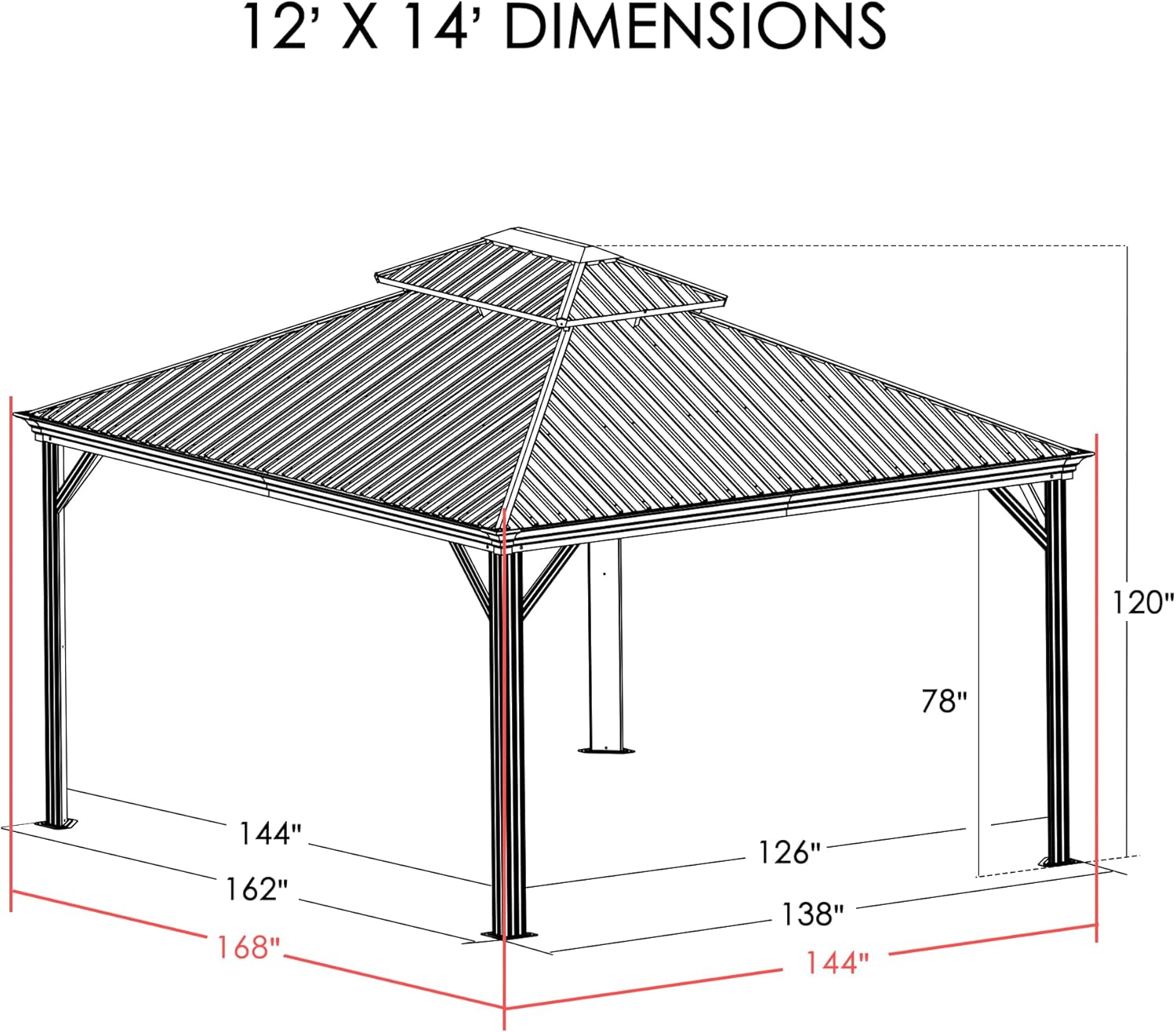 Kozyard Alexander 10' X 12' Hardtop, Aluminum Metal Gazebo with Galvanized Steel Double Roof Canopy, Curtain and Netting, Permanent Pavilion for Patio, Backyard, Deck, Lawn (Gray)