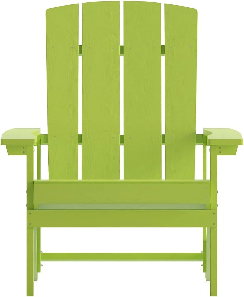 Flash Furniture Charlestown Commercial Grade Indoor/Outdoor Adirondack Chair, Weather Resistant Durable Poly Resin Deck and Patio Seating, Green