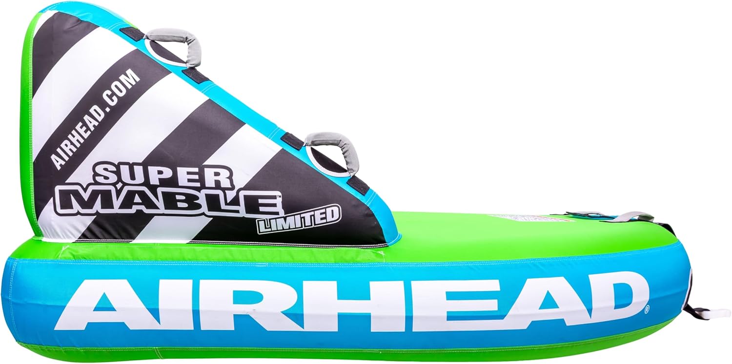 Airhead Mable Inflatable Towable Tube, 1-4 Rider Models, Dual Tow Points, Full Nylon Cover, EVA Foam Pads, Patented Speed Valve, Boat Tubes and Towables
