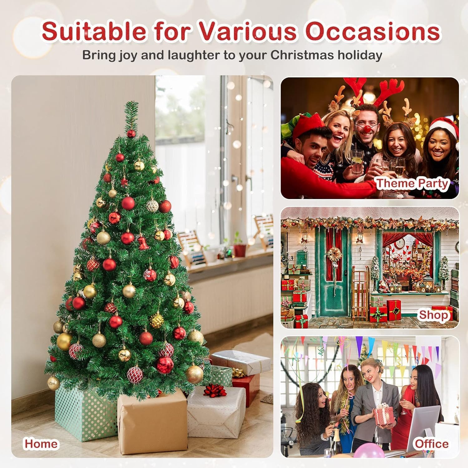 Goplus 7ft Artificial White Christmas Tree Xmas Pine Tree with Solid Metal Legs Perfect for Indoor and Outdoor Holiday Decoration