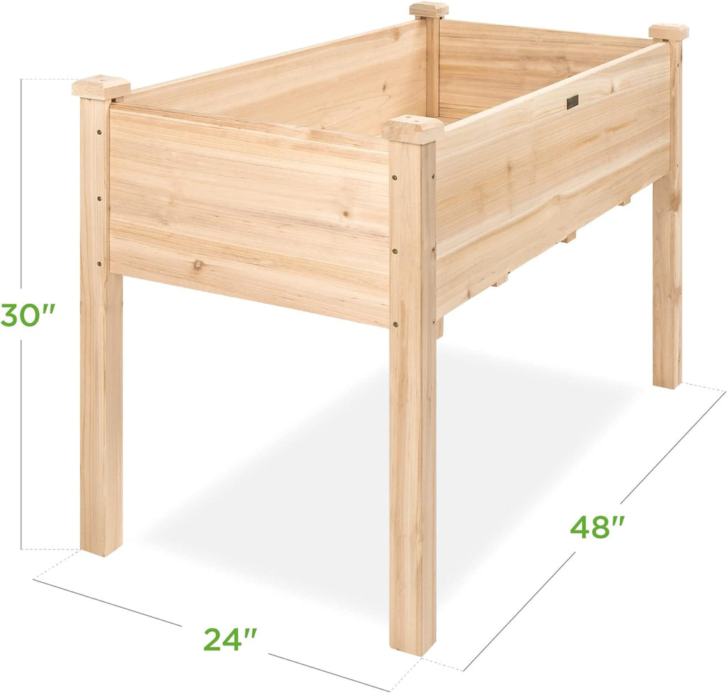Best Choice Products 72x23x30in Raised Garden Bed, Elevated Wood Planter Box Stand for Backyard, Patio, Balcony w/Divider Panel, 6 Legs, 300lb Capacity - Natural