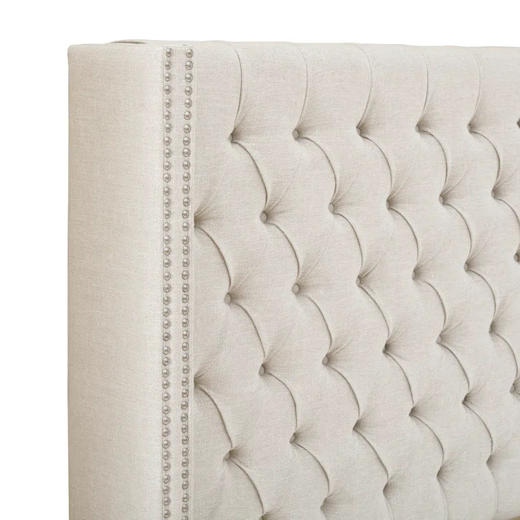 Tickhill Upholstered Wingback Button Tufted Headboard