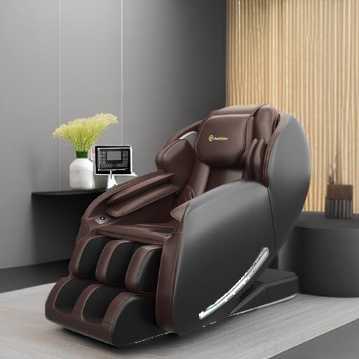Real Relax 2025 Massage Chair Full Body, Zero Gravity SL-Track Shiatsu Massage Recliner with Heat, APP Control, Child Lock, Body Scan Bluetooth Foot Roller, Favor 06, All Black
