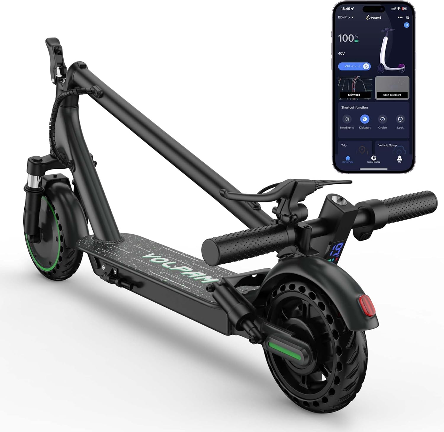 VOLPAM Electric Scooter with 8.5"/10" Solid Tire, 350W/500W Powerful Motor & 19/22 MPH Top Speed, 16/23 Miles Long Range, Folding E Scooter Choice