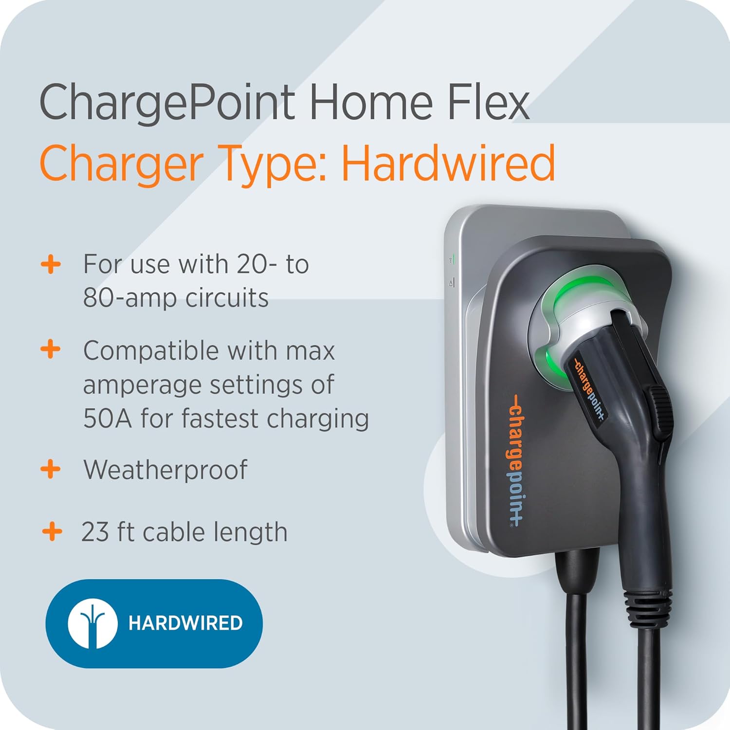 ChargePoint HomeFlex Level 2 EV Charger J1772, NEMA 6-50 Plug for Electric Car - Fast Smart Battery Power Charging at Home for Electric Automobile Vehicles