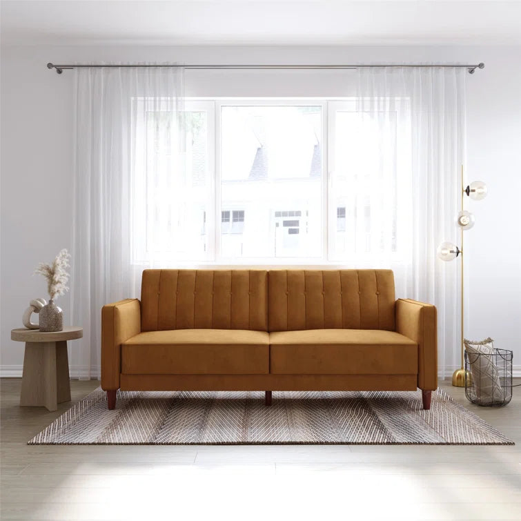 Perdue 81.5" Velvet Square Arm Convertible Sofa