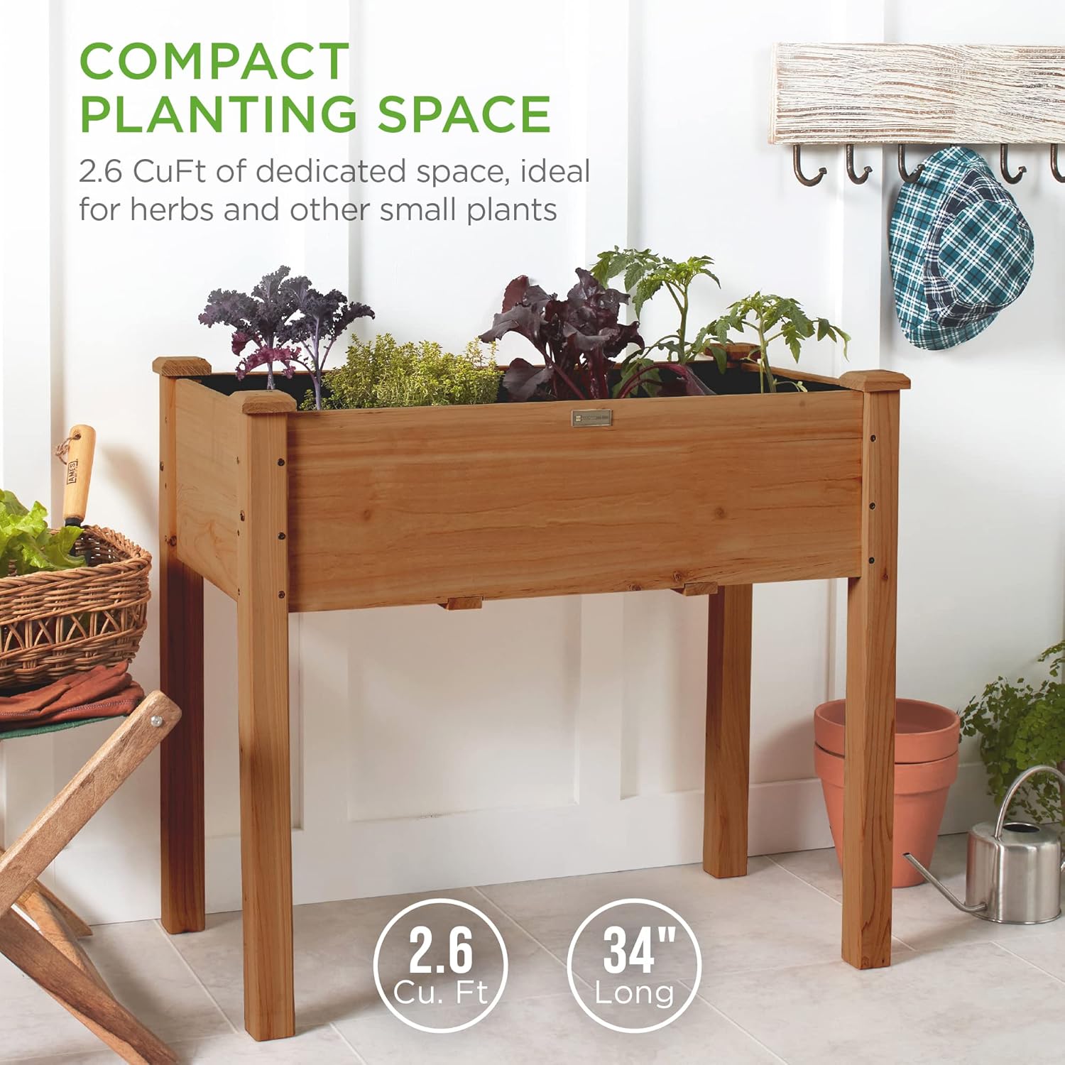 Best Choice Products 72x23x30in Raised Garden Bed, Elevated Wood Planter Box Stand for Backyard, Patio, Balcony w/Divider Panel, 6 Legs, 300lb Capacity - Natural