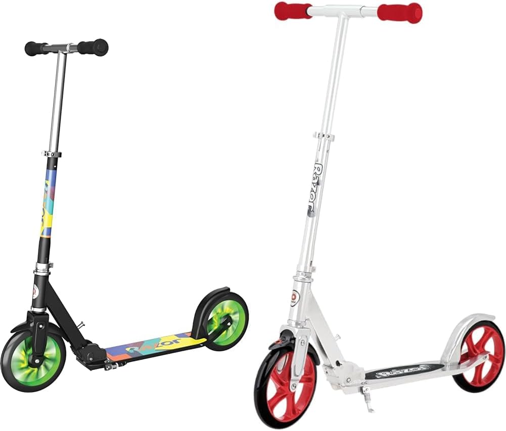 Razor A5 Lux Kick Scooter for Kids Ages 8+ - 8" Urethane Wheels, Anodized Finish Featuring Bold Colors and Graphics, for Riders up to 220 lbs