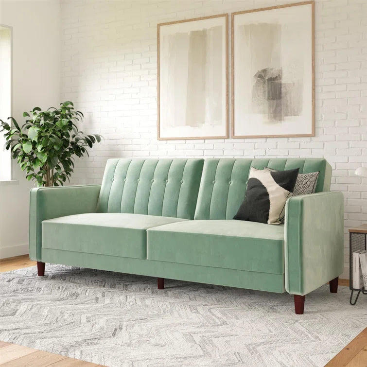 Perdue 81.5" Velvet Square Arm Convertible Sofa