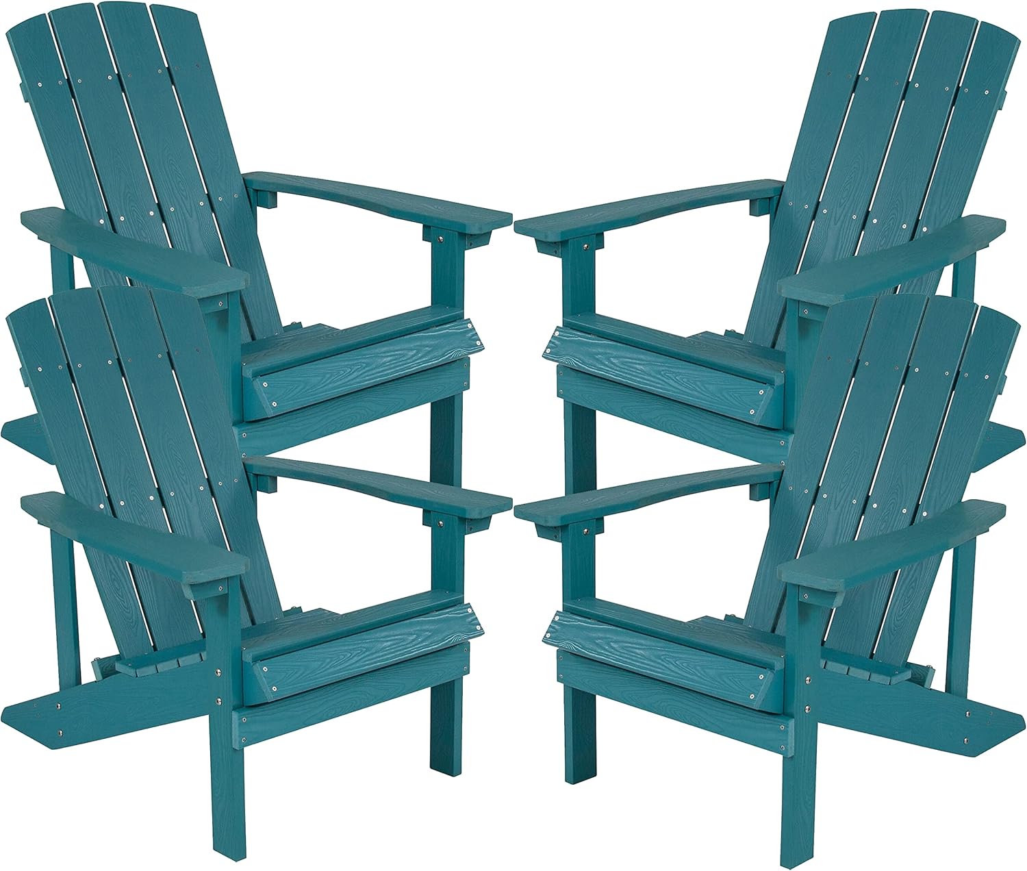 Flash Furniture Charlestown Commercial Grade Indoor/Outdoor Adirondack Chair, Weather Resistant Durable Poly Resin Deck and Patio Seating, Green