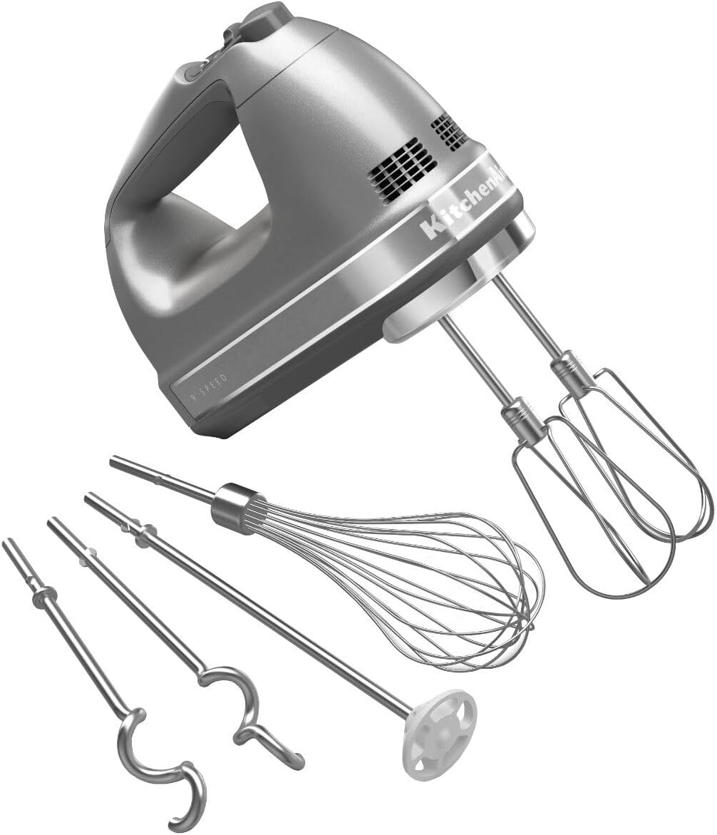 KitchenAid 9-Speed Hand Mixer with Turbo Beater II Accessories and 5 Cup Food Chopper - White