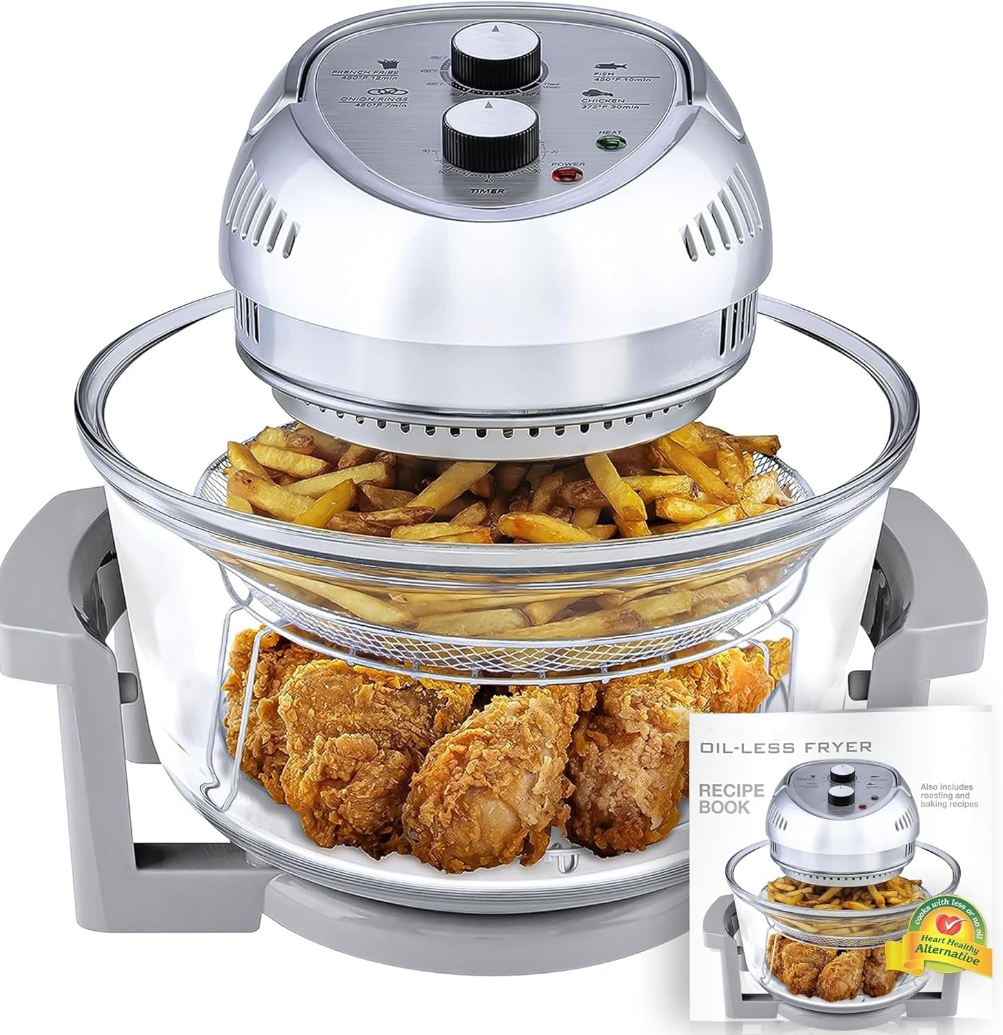 Large Air Fryer Oven – Large Halogen Oven Cooker with 50+ Air Fryers Recipe Book for Quick + Easy Meals for Entire Family, AirFryer Oven Makes Healthier Crispy Foods