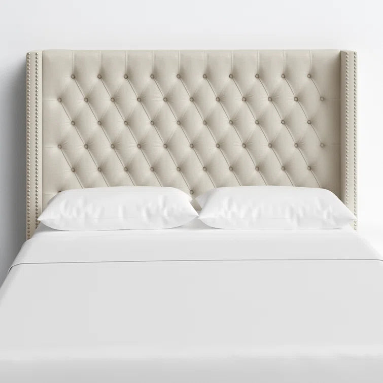 Tickhill Upholstered Wingback Button Tufted Headboard