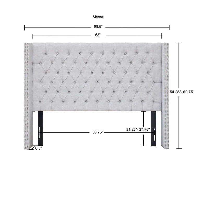Tickhill Upholstered Wingback Button Tufted Headboard